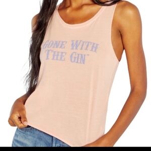 Nwot TAGS WILDFOX Pastel Crystal Rose Raw-Edge 'Gone with the Gin' Muscle Tank S